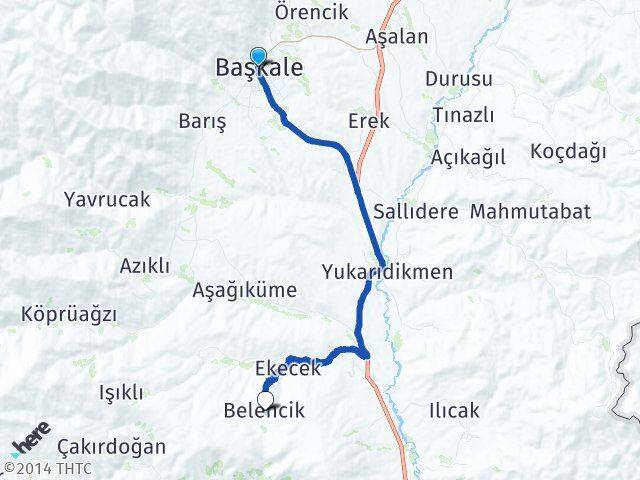 Van Başkale Belencik Başkale Arası Kaç Km - Yol Haritası