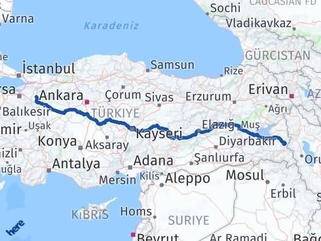 Van Başkale Bilecik Arası Kaç Km - Yol Haritası