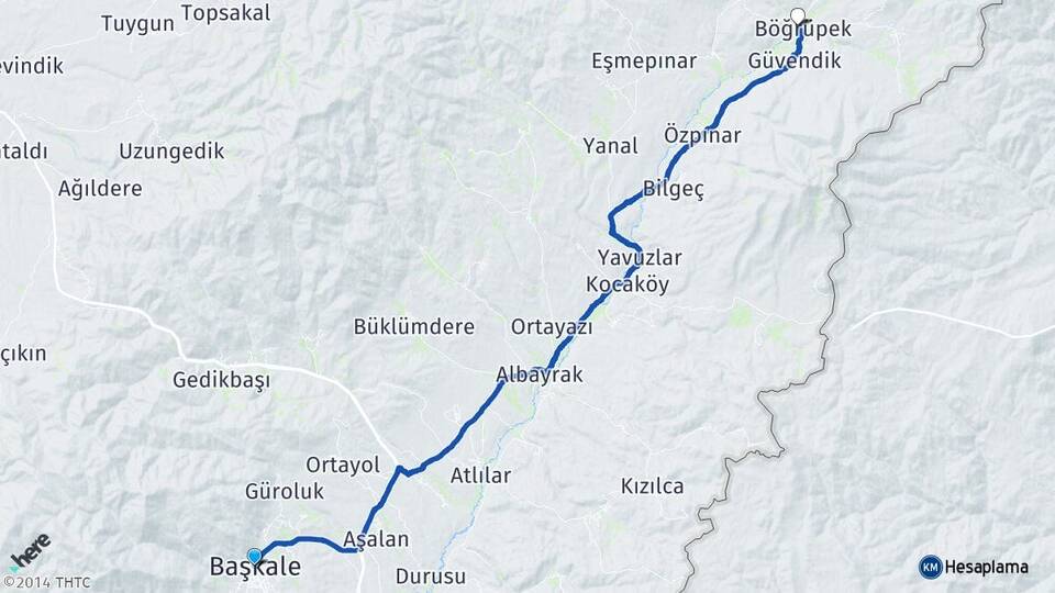 Van Başkale Gelenler Başkale Arası Kaç Km - Yol Haritası