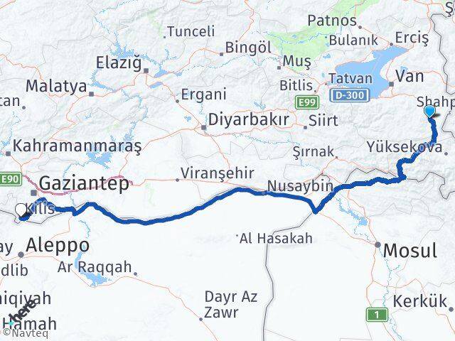 Van Başkale Kilis Arası Kaç Km - Yol Haritası