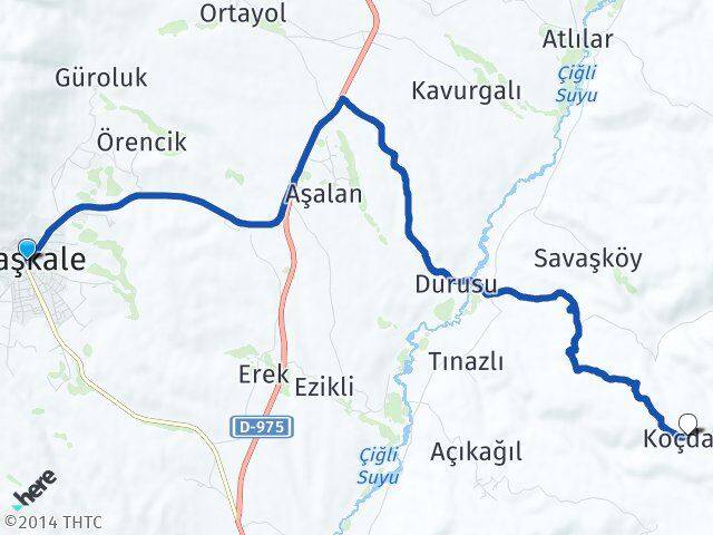 Van Başkale Koçdağı Başkale Arası Kaç Km - Yol Haritası
