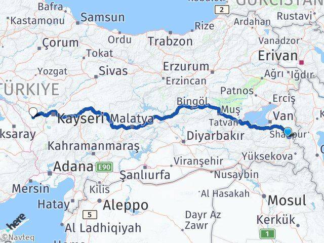 Van Başkale Nevşehir Arası Kaç Km - Yol Haritası