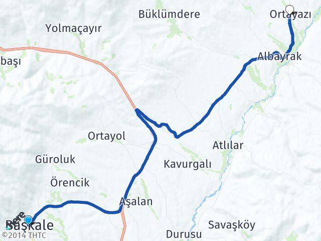 Van Başkale Ortayazı Başkale Arası Kaç Km - Yol Haritası