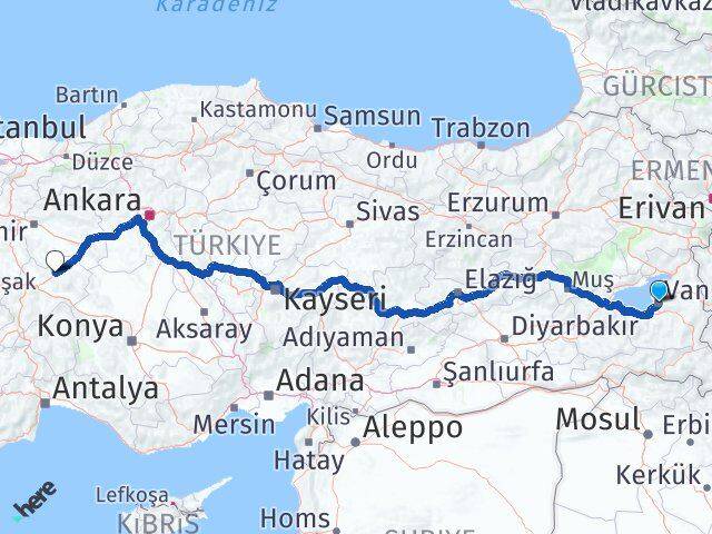 Van Bayat Afyonkarahisar Arası Kaç Km - Yol Haritası