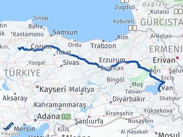 Van Bayat Çorum Arası Kaç Km - Yol Haritası
