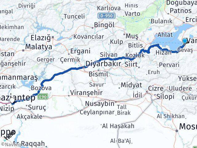 Van Birecik Şanlıurfa Arası Kaç Km - Yol Haritası