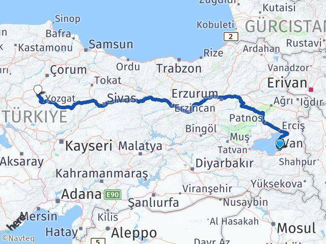 Van Boğazkale Çorum Arası Kaç Km - Yol Haritası