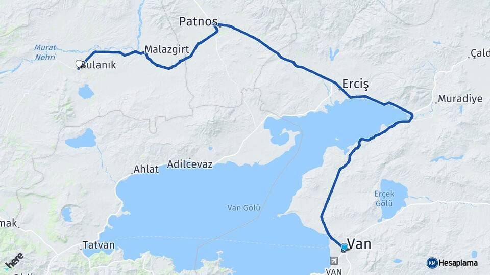 Van Bulanık Muş Arası Kaç Km - Yol Haritası