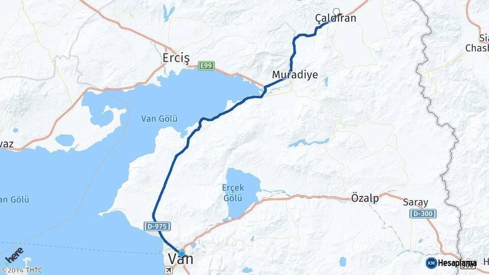Van Çaldıran Arası Kaç Km - Yol Haritası
