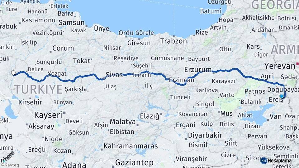 Van Çaldıran Kırıkkale Arası Kaç Km - Yol Haritası