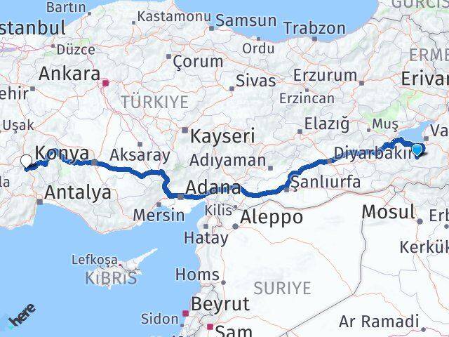 Van Çatak Burdur Arası Kaç Km - Yol Haritası