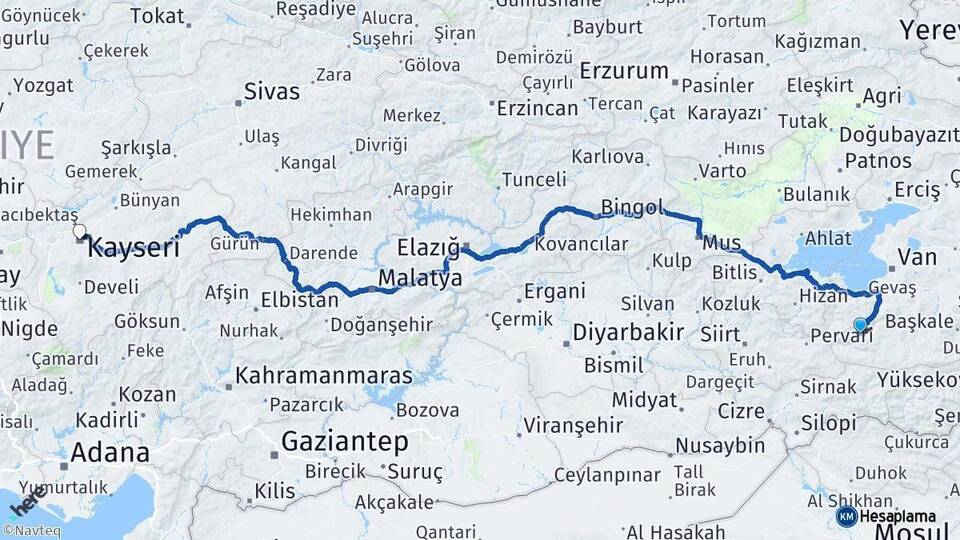 Çatak Kayseri Arası Kaç Km - Yol Tarifi