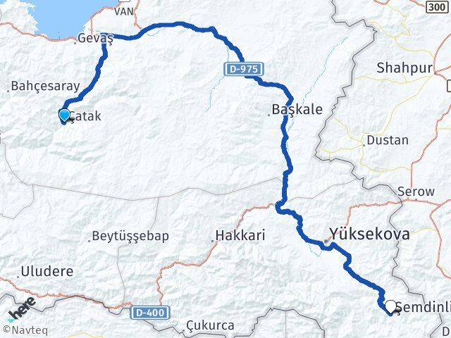 Van Çatak Şemdinli Hakkari Arası Kaç Km - Yol Haritası
