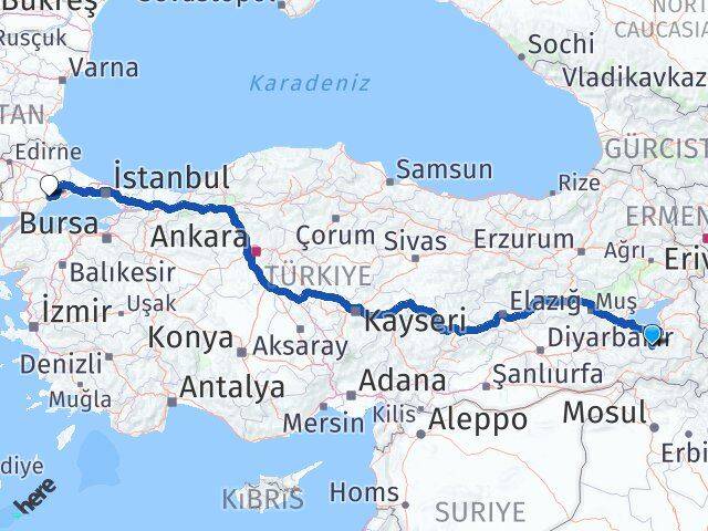 Van Çatak Tekirdağ Arası Kaç Km - Yol Haritası