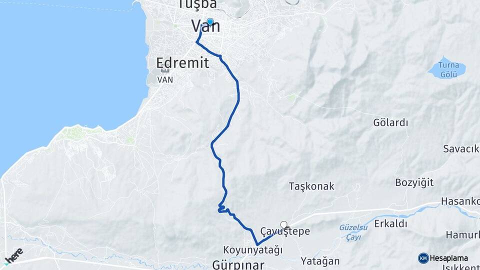 Van Çavuştepe Gürpınar Arası Kaç Km - Yol Haritası