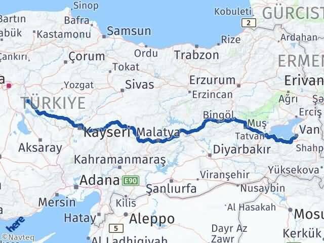 Van Çelebi Kırıkkale Arası Kaç Km - Yol Haritası