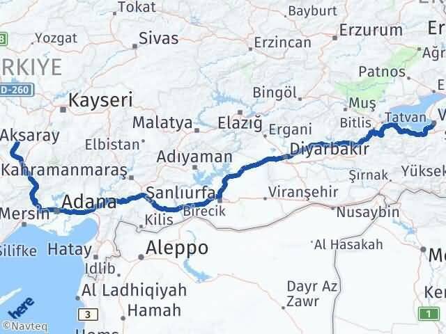 Van Çiftlik Niğde Arası Kaç Km - Yol Haritası