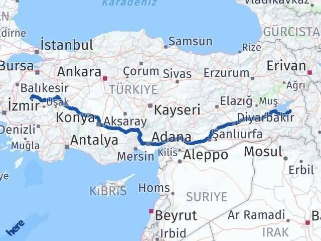 Van Demirci Manisa Arası Kaç Km - Yol Haritası