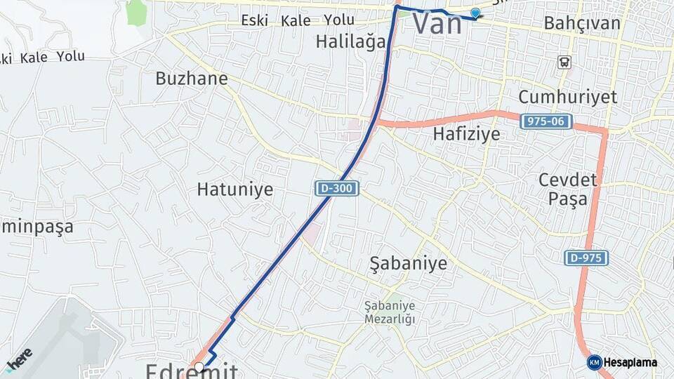 Van Edremit Arası Kaç Km - Yol Haritası