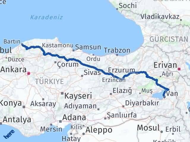 Van Edremit Bartın Arası Kaç Km - Yol Haritası