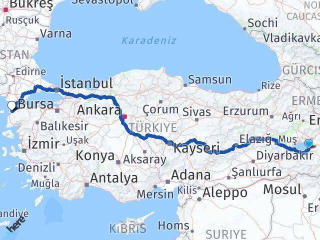 Van Edremit Çanakkale Arası Kaç Km - Yol Haritası