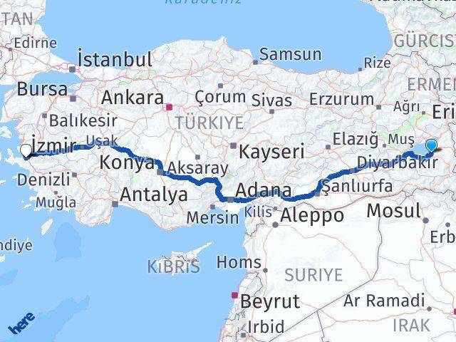 Van Edremit Gaziemir İzmir Arası Kaç Km - Yol Haritası