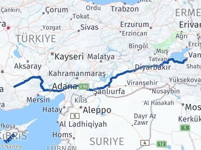 Van Edremit Karaman Arası Kaç Km - Yol Haritası