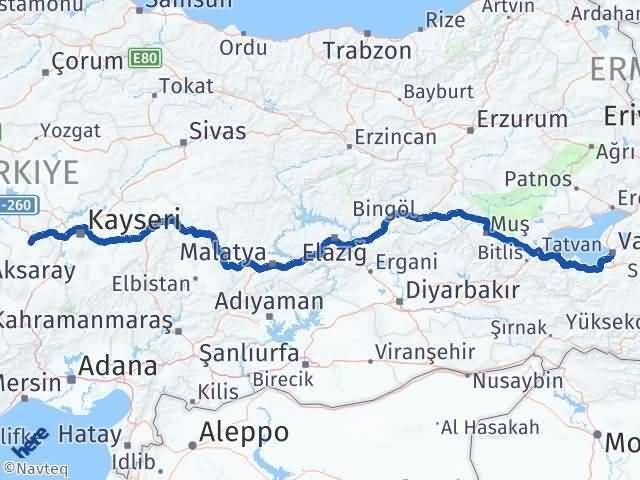 Van Edremit Nevşehir Arası Kaç Km - Yol Haritası