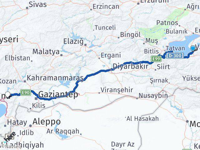 Van Edremit Osmaniye Arası Kaç Km - Yol Haritası