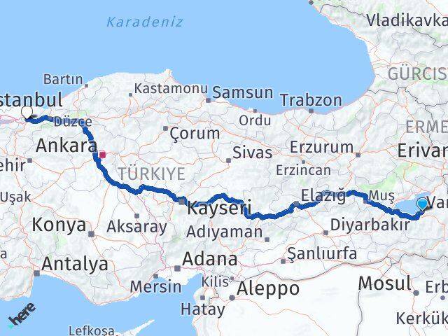 Van Edremit Sakarya Arası Kaç Km - Yol Haritası