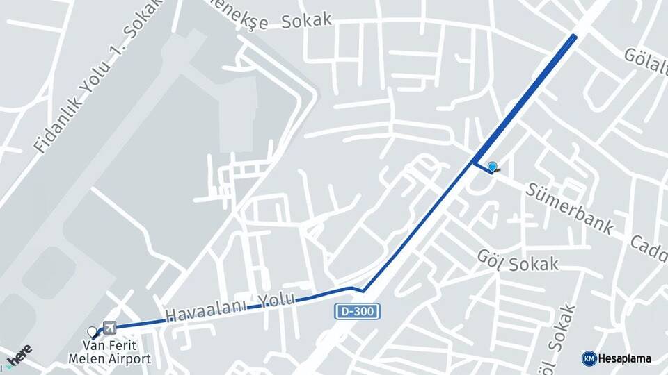 Van Edremit Van Ferit Melen Havalimanı Arası Kaç Km - Yol Haritası