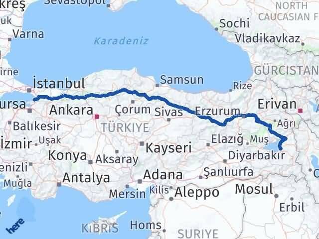 Van Edremit Yalova Arası Kaç Km - Yol Haritası