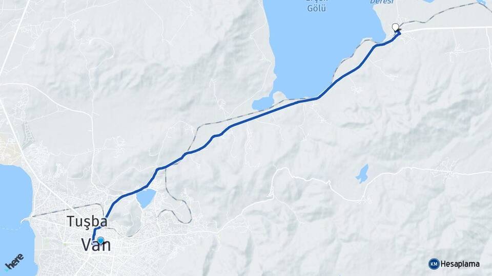 Van Erçek İpekyolu Arası Kaç Km - Yol Haritası