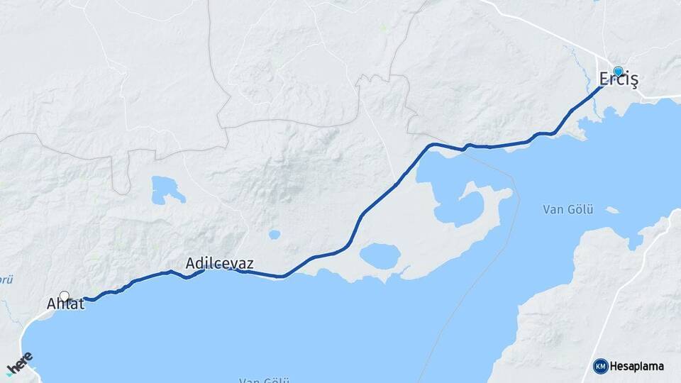 Van Erciş Ahlat Bitlis Arası Kaç Km - Yol Haritası