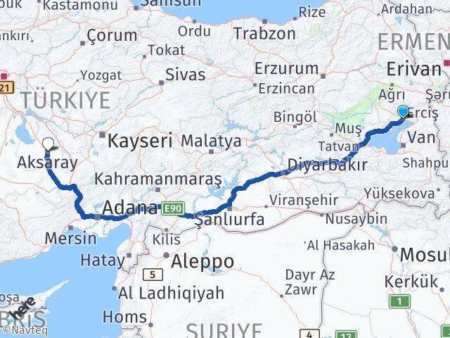 Van Erciş Aksaray Arası Kaç Km - Yol Haritası