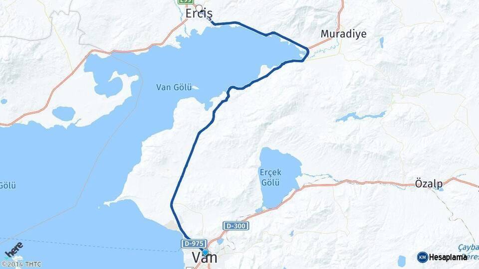 Van Erciş Arası Kaç Km - Yol Haritası