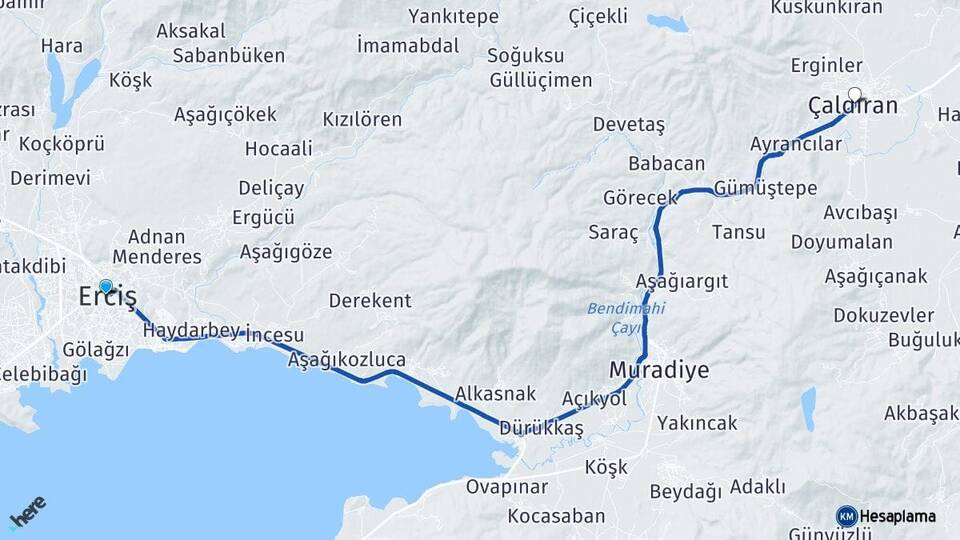 Van Erciş Çaldıran Arası Kaç Km - Yol Haritası