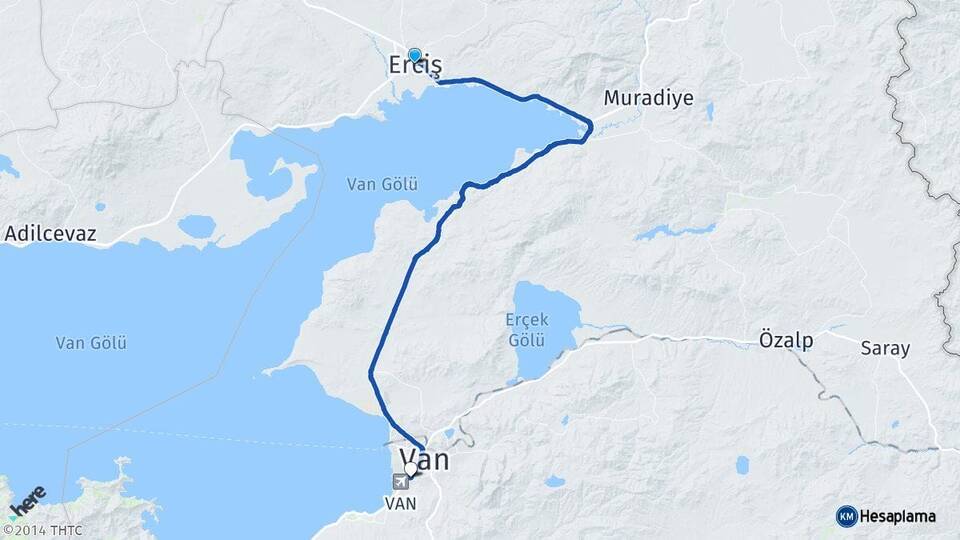 Van Erciş Edremit Arası Kaç Km - Yol Haritası