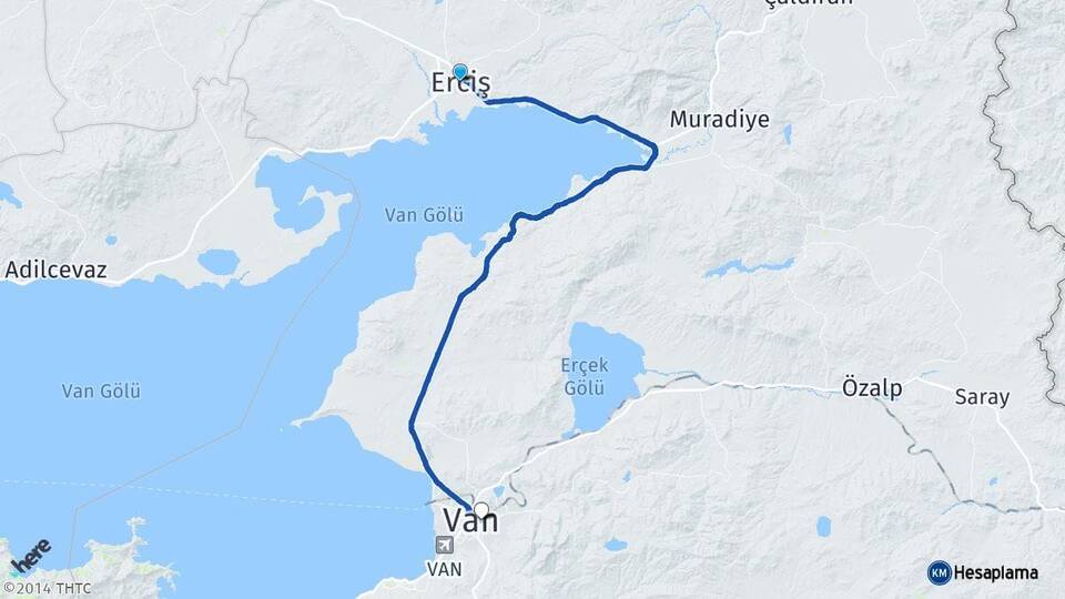 Van Erciş İpekyolu Arası Kaç Km - Yol Haritası
