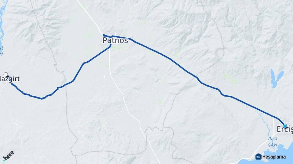 Van Erciş Malazgirt Muş Arası Kaç Km - Yol Haritası