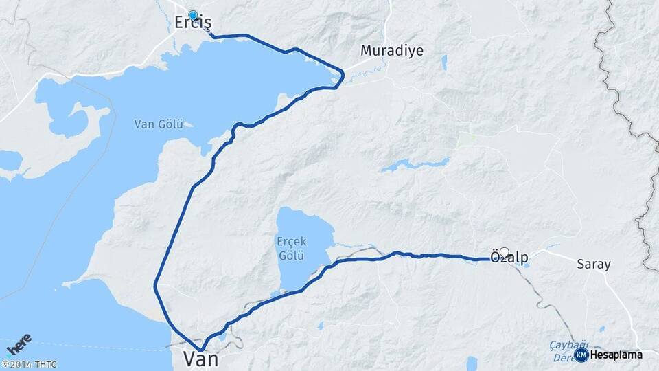 Van Erciş Özalp Arası Kaç Km - Yol Haritası