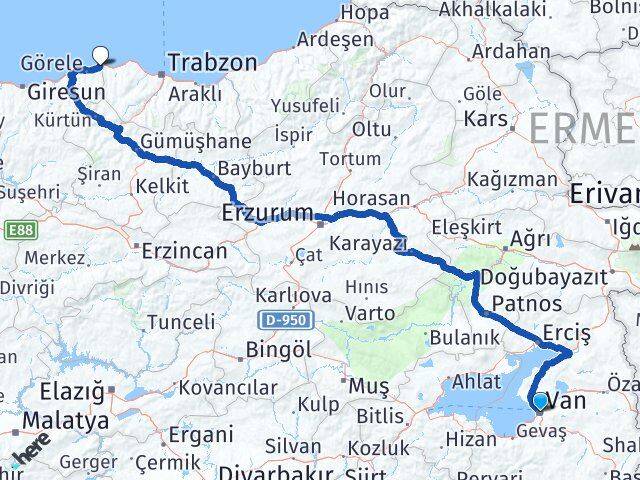 Van Eynesil Arası Kaç Km - Yol Tarifi