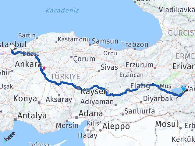 Van Ferizli Sakarya Arası Kaç Km - Yol Haritası