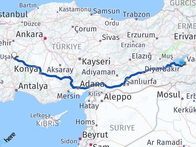 Van Gevaş Afyonkarahisar Arası Kaç Km - Yol Haritası