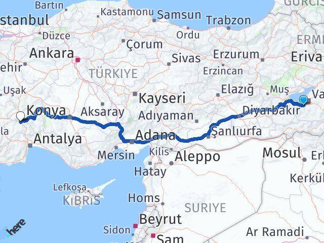 Van Gevaş Burdur Arası Kaç Km - Yol Haritası