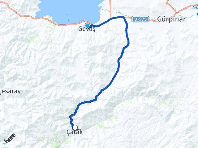 Van Gevaş Çatak Arası Kaç Km - Yol Haritası