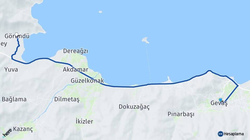 Van Gevaş Göründü Gevaş Arası Kaç Km - Yol Haritası