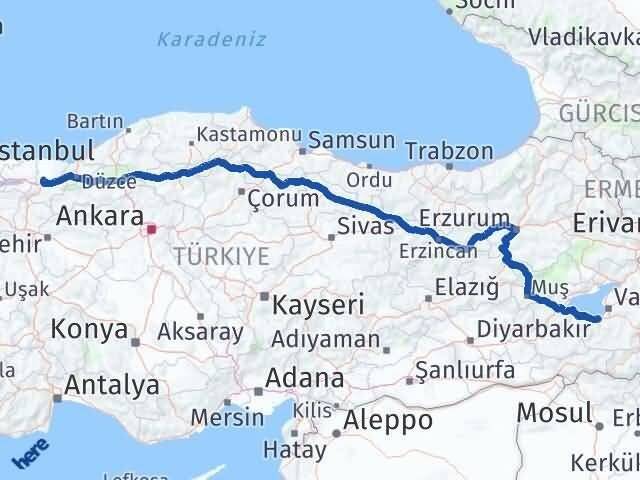 Van Gevaş Sakarya Arası Kaç Km - Yol Haritası