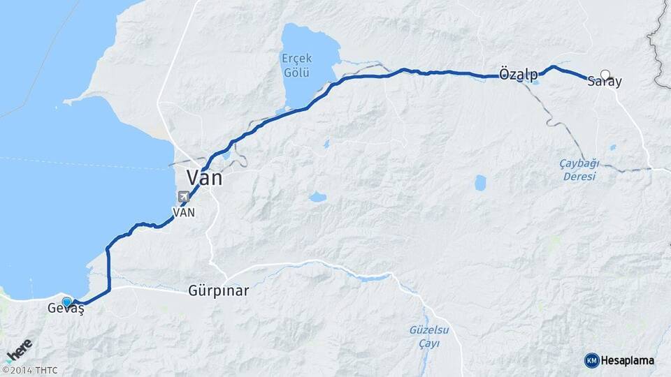 Van Gevaş Saray Arası Kaç Km - Yol Haritası