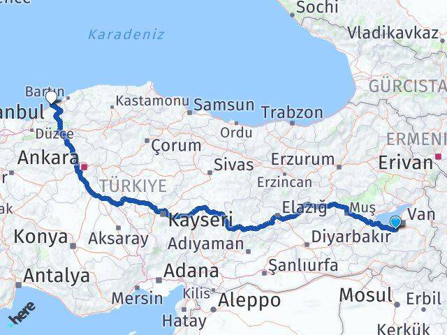 Van Gevaş Zonguldak Arası Kaç Km - Yol Haritası